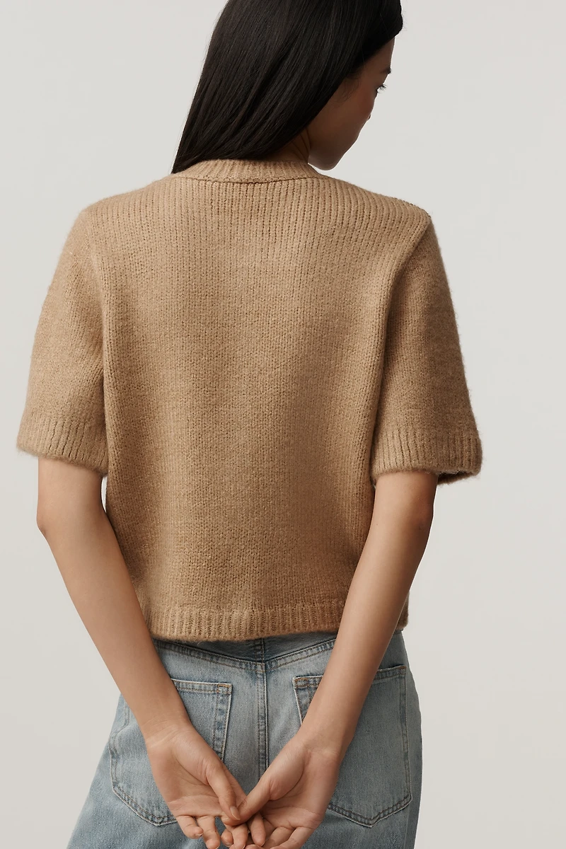 Maeve Short-Sleeve Bow Cardigan Sweater