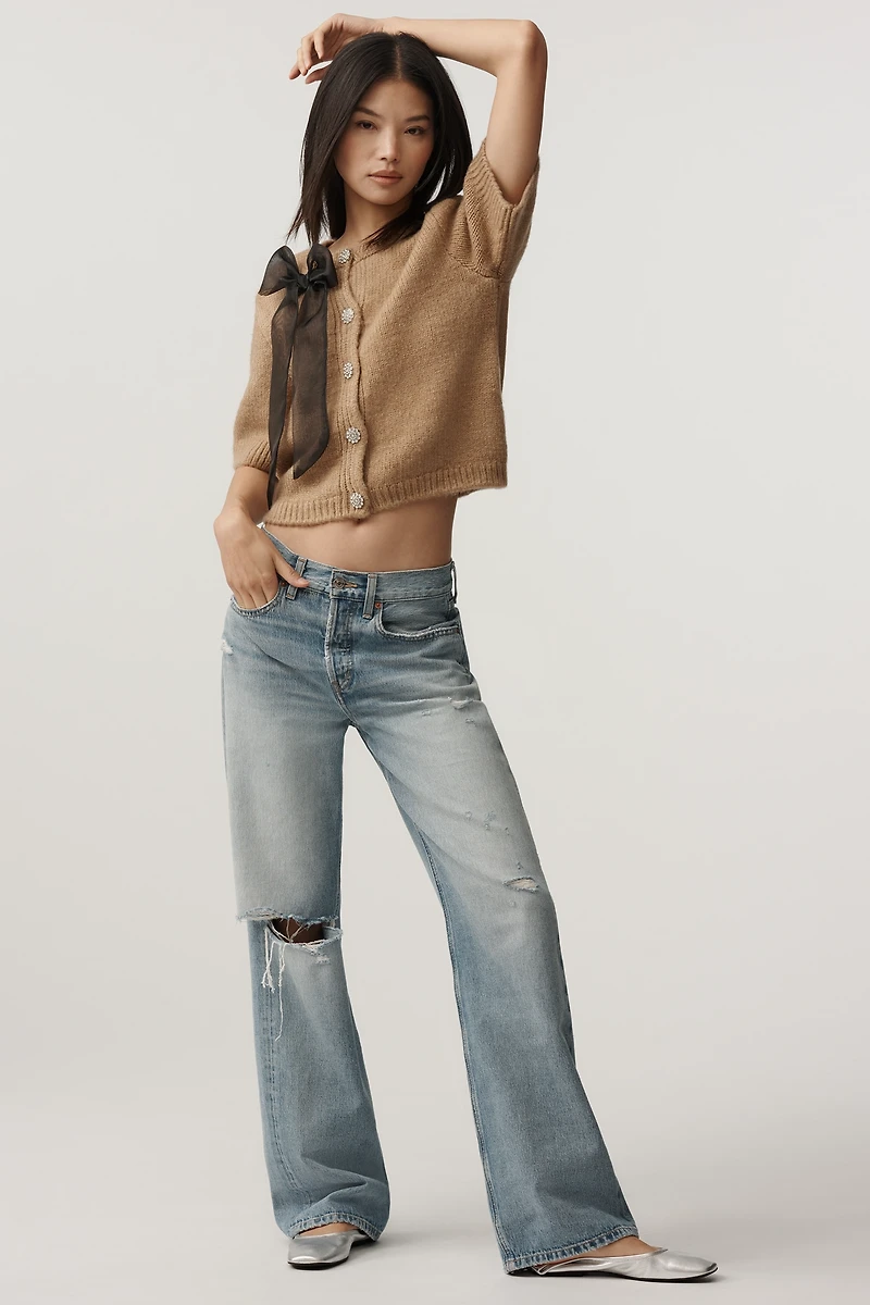 Maeve Short-Sleeve Bow Cardigan Sweater
