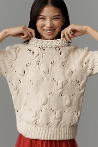 Maeve Pearl Necklace Cable Sweater Tee