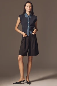 Maeve Collared Denim Muscle Sweater Vest