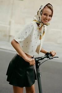 Maeve Short-Sleeve Embellished Crop Cardigan Sweater