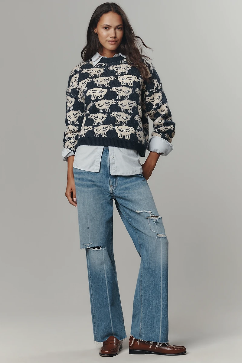 Maeve Crew-Neck Sheep Motif Sweater