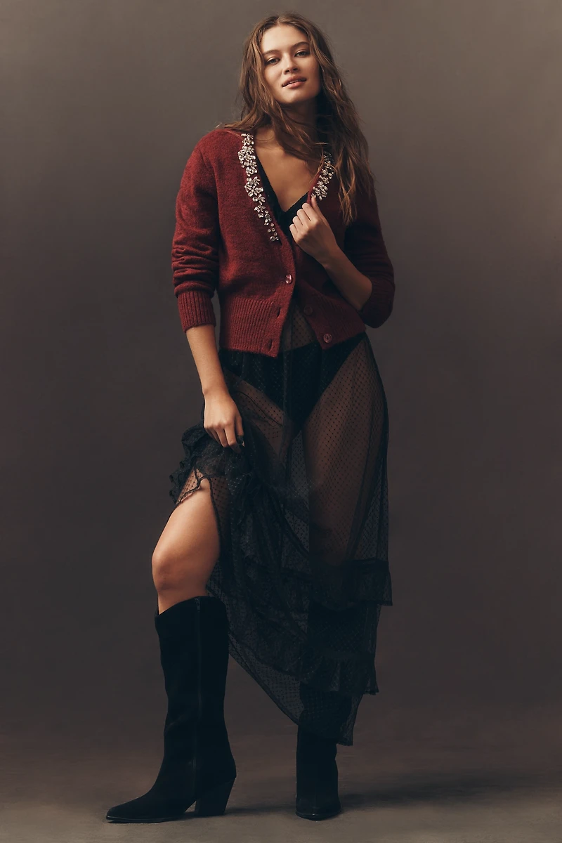 Pilcro Crystal V-Neck Cardigan Sweater