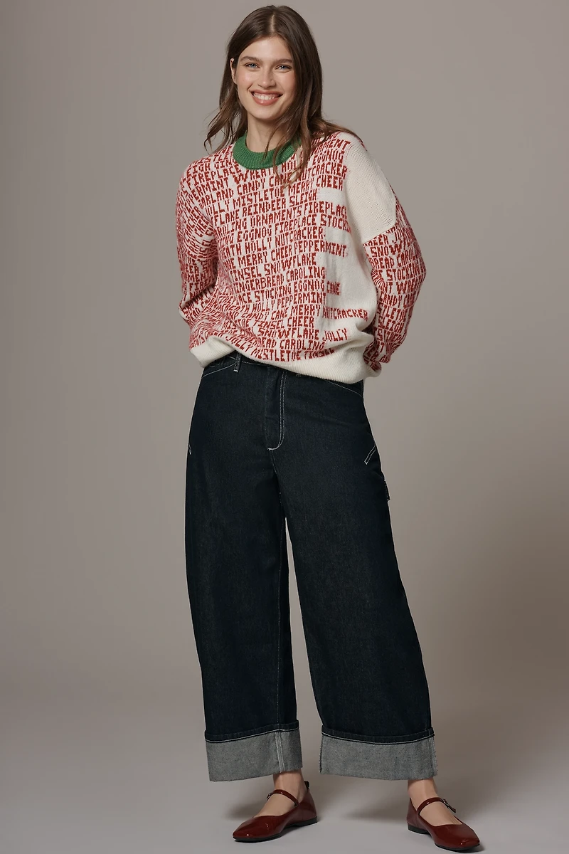 Pilcro Crew-Neck Holiday Graphic Sweatshirt