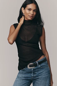 Pilcro Sheer Sleeveless Knit Top