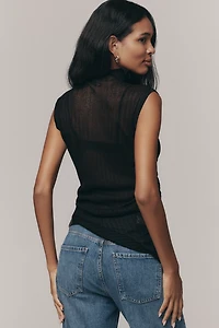 Pilcro Sheer Sleeveless Knit Top
