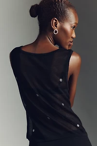 Pilcro Sheer Embellished Knit Tank Top