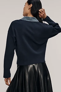 Maeve Polo Denim T-Shirt Twofer Sweater