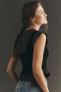 By Anthropologie Sleeveless Crew-Neck Compact Layered Sweater Tank