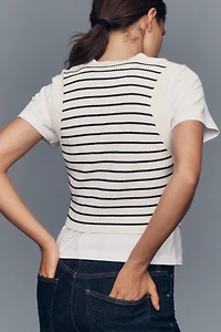 Maeve Striped Vest T-Shirt Twofer Top
