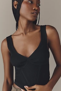 By Anthropologie Sleeveless V-Neck Cropped Sweater Tank