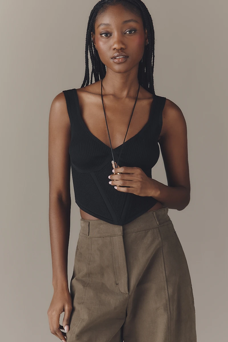 By Anthropologie Sleeveless V-Neck Cropped Sweater Tank