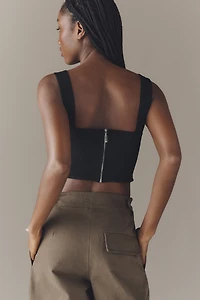 By Anthropologie Sleeveless V-Neck Cropped Sweater Tank