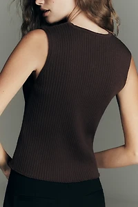 By Anthropologie Hardware Cutout Ribbed Sweater Tank