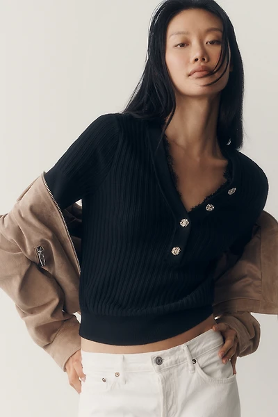 Maeve Lace-Trim Sweater