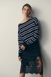 Pilcro Striped Boat-Neck Sweater