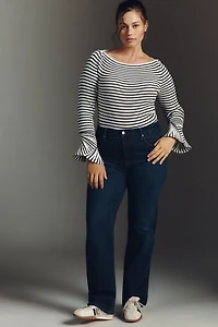 Eloquii Plus Long-Sleeve Boat-Neck Stripe Top