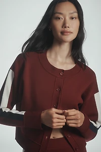 Maeve Side-Stripe Cardigan Sweater