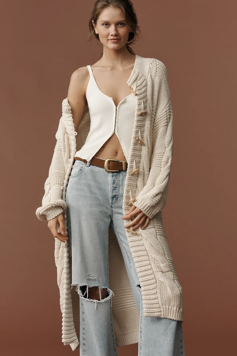 Pilcro Cable-Knit Toggle Duster Cardigan Sweater