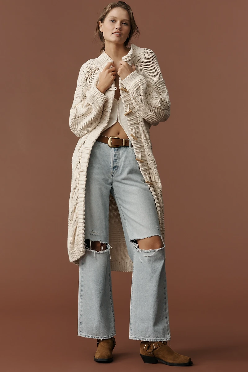 Pilcro Cable-Knit Toggle Duster Cardigan Sweater