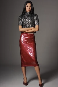 Pilcro Metallic Cable-Knit Short-Sleeve Sweater
