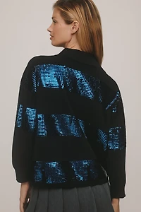 Essentiel Antwerp Illuminati Sequin-Striped Polo Shirt