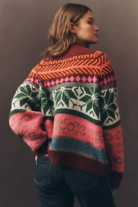 Essentiel Antwerp Irelando Mock-Neck Fairisle Sweater