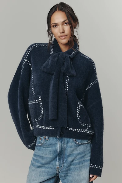 Essentiel Antwerp Ihoops Contrast-Stitch Cardigan Sweater
