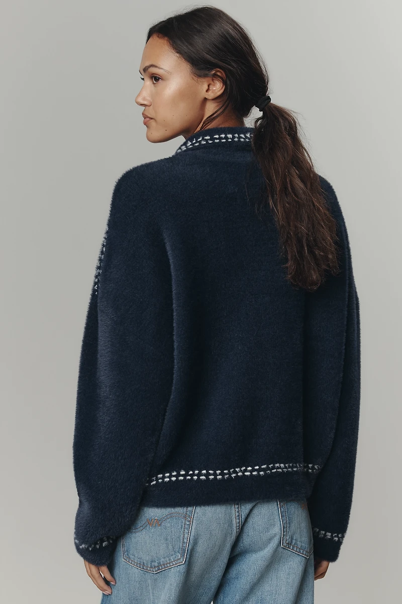 Essentiel Antwerp Ihoops Contrast-Stitch Cardigan Sweater
