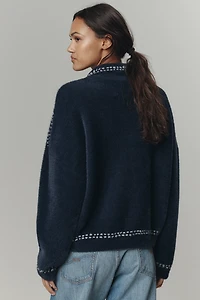 Essentiel Antwerp Ihoops Contrast-Stitch Cardigan Sweater