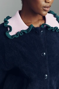 Essentiel Antwerp Jardener Ruffle-Collar Cardigan Sweater