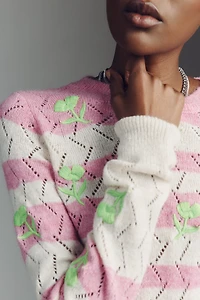 Essentiel Antwerp Jivine Embroidered Intarsia Sweater