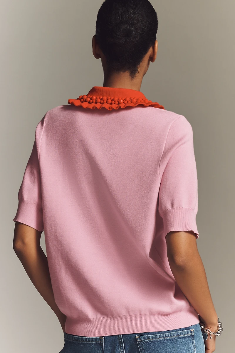 Essentiel Antwerp Jewelry Beaded Collared Sweater