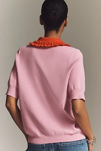 Essentiel Antwerp Jewelry Beaded Collared Sweater