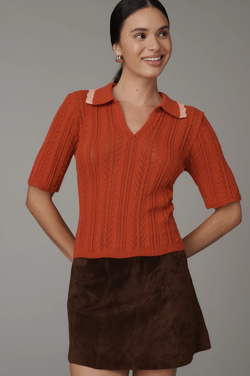 Scotch & Soda Pointelle Short-Sleeve Sweater
