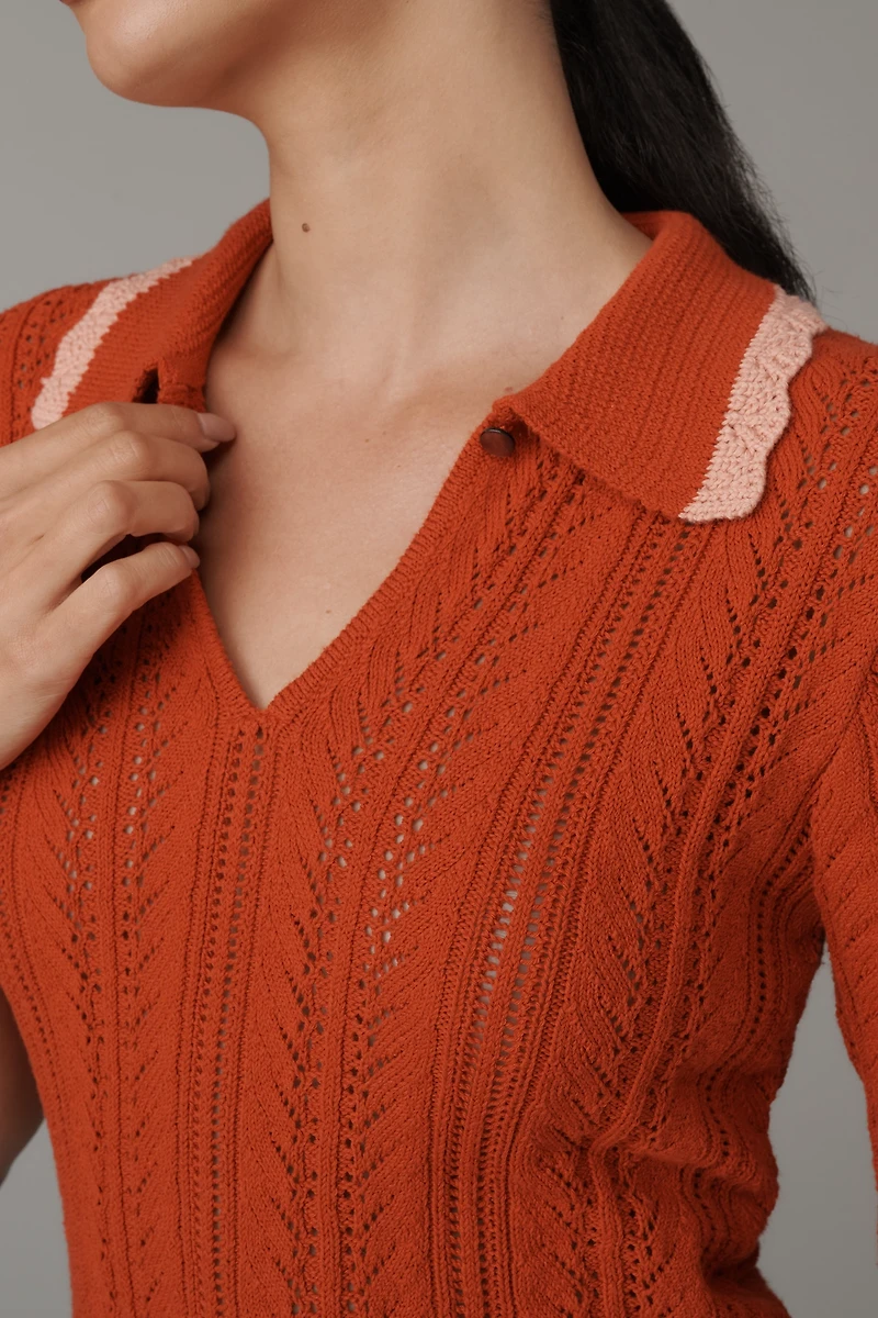 Scotch & Soda Pointelle Short-Sleeve Sweater