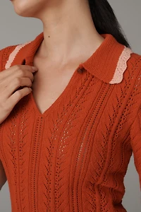 Scotch & Soda Pointelle Short-Sleeve Sweater