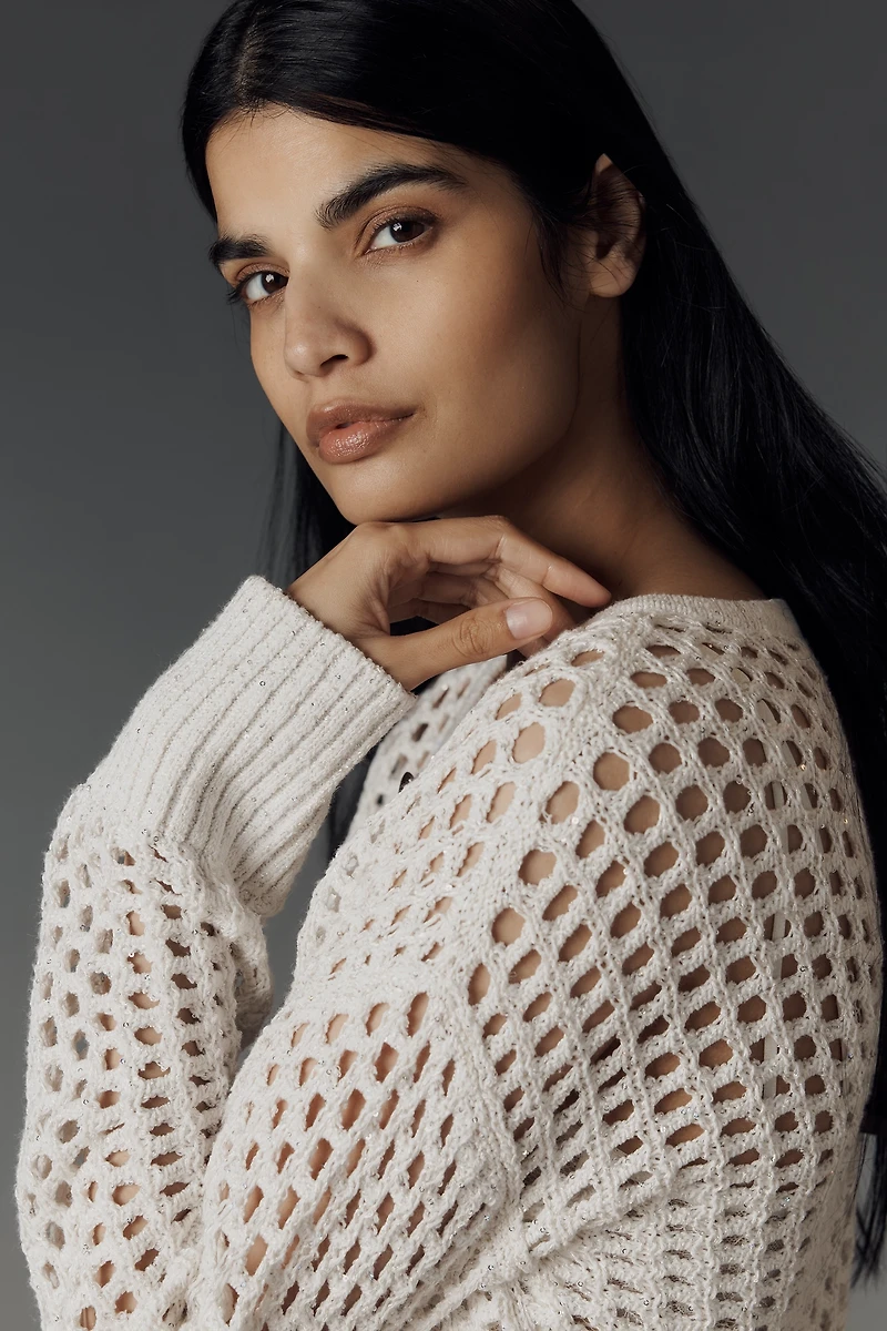 Derek Lam 10 Crosby Syvie Crochet Sequin Cardigan Sweater