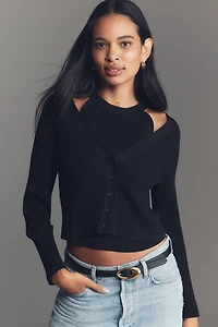 Derek Lam 10 Crosby Lonnie Layered Halter Cardigan Sweater