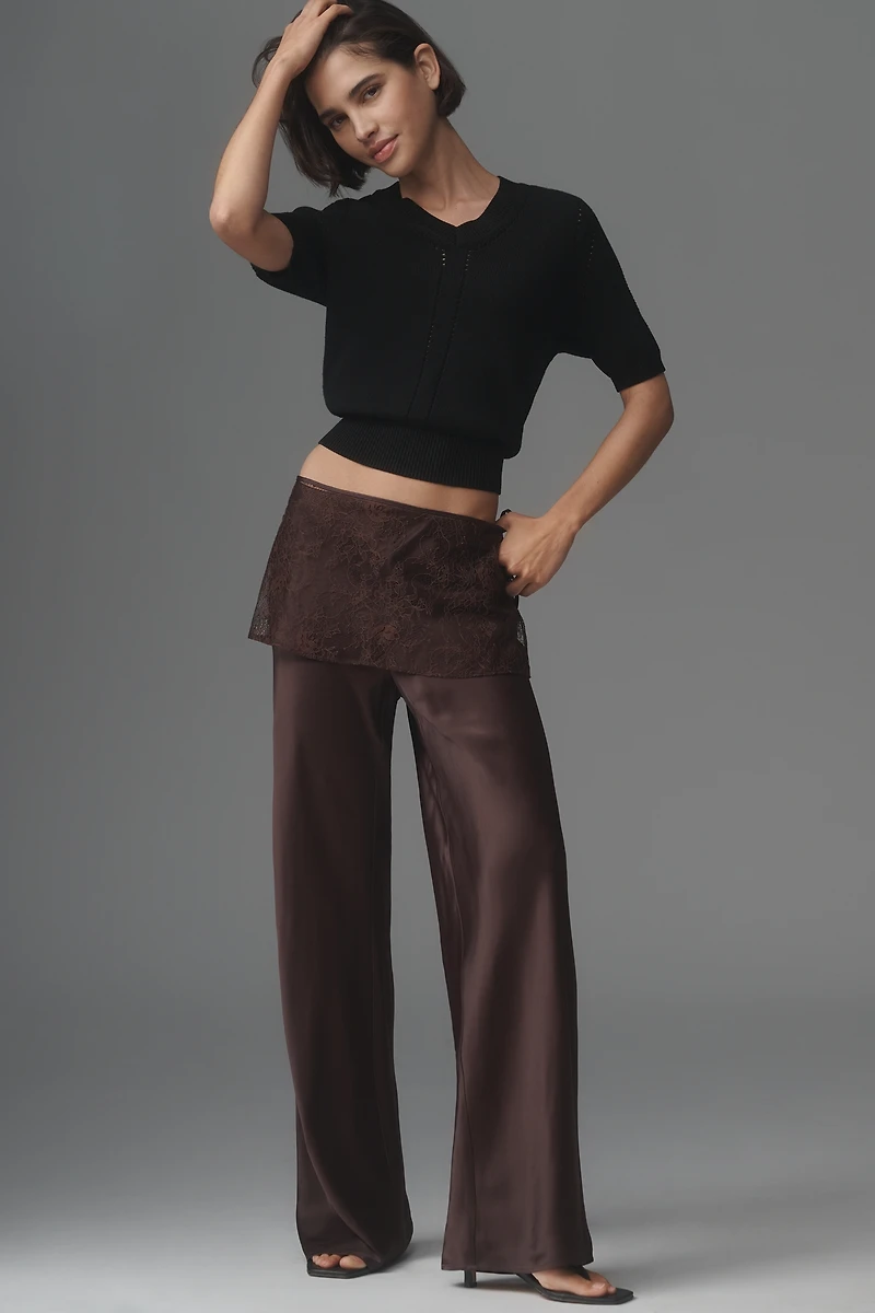 Derek Lam 10 Crosby Serena Pointelle Short-Sleeve Sweater