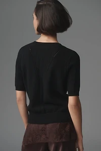 Derek Lam 10 Crosby Serena Pointelle Short-Sleeve Sweater