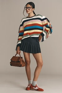 Lingua Franca Marathi Crew-Neck Fringe Sweater