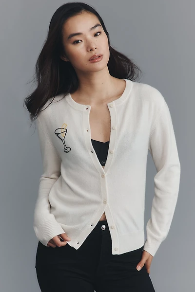 Lingua Franca Embroidered Cashmere Cardigan Sweater