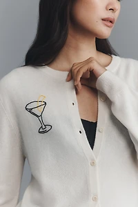 Lingua Franca Embroidered Cashmere Cardigan Sweater