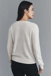 Lingua Franca Embroidered Cashmere Cardigan Sweater