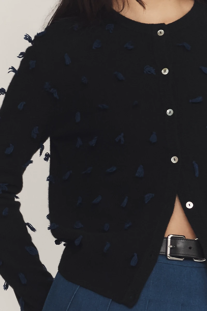 Lingua Franca Quilt Knot Cashmere Cardigan Sweater