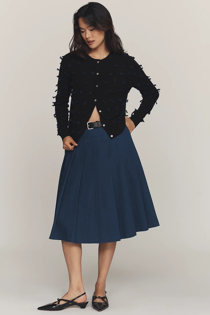 Lingua Franca Quilt Knot Cashmere Cardigan Sweater