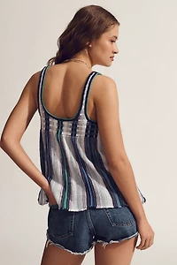 Maeve Scoop-Neck Textured Stripe Swing Tank