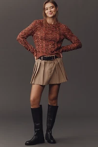 Maeve Cable-Knit Puff-Sleeve Sweater