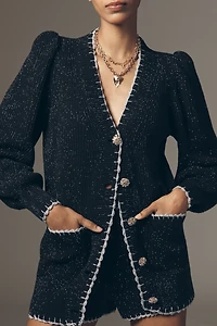By Anthropologie Encrusted V-Neck Cardigan Sweater